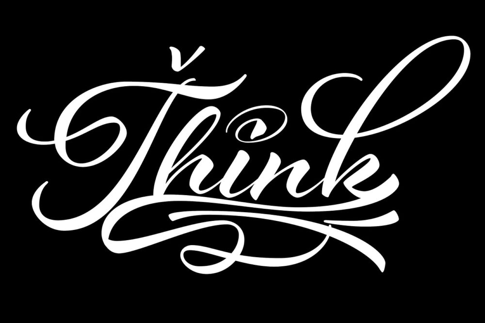 Grafik mit dem Text: "Think"